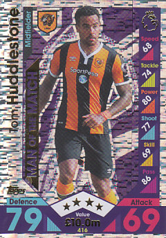 Tom Huddlestone Hull City 2016/17 Topps Match Attax Man of the Match #416